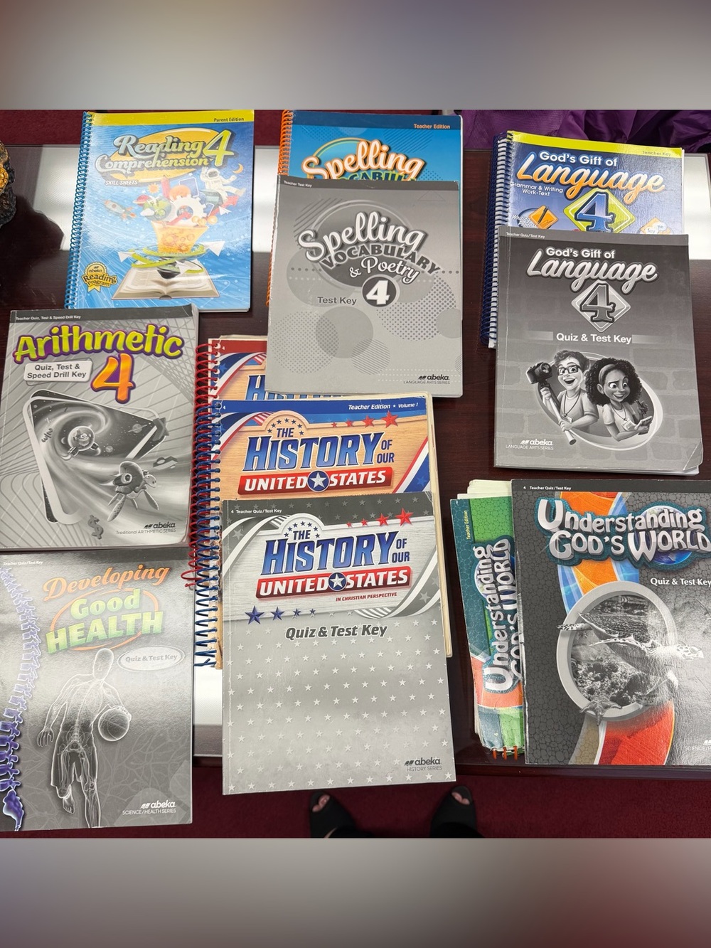 Abeka 4th grade teacher books and test keys.
